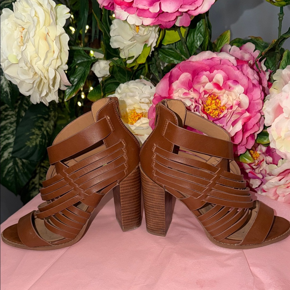 Aldo Chestnut Strappy Heels